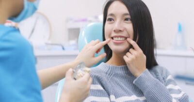 Woman at her smile makeover consultation.